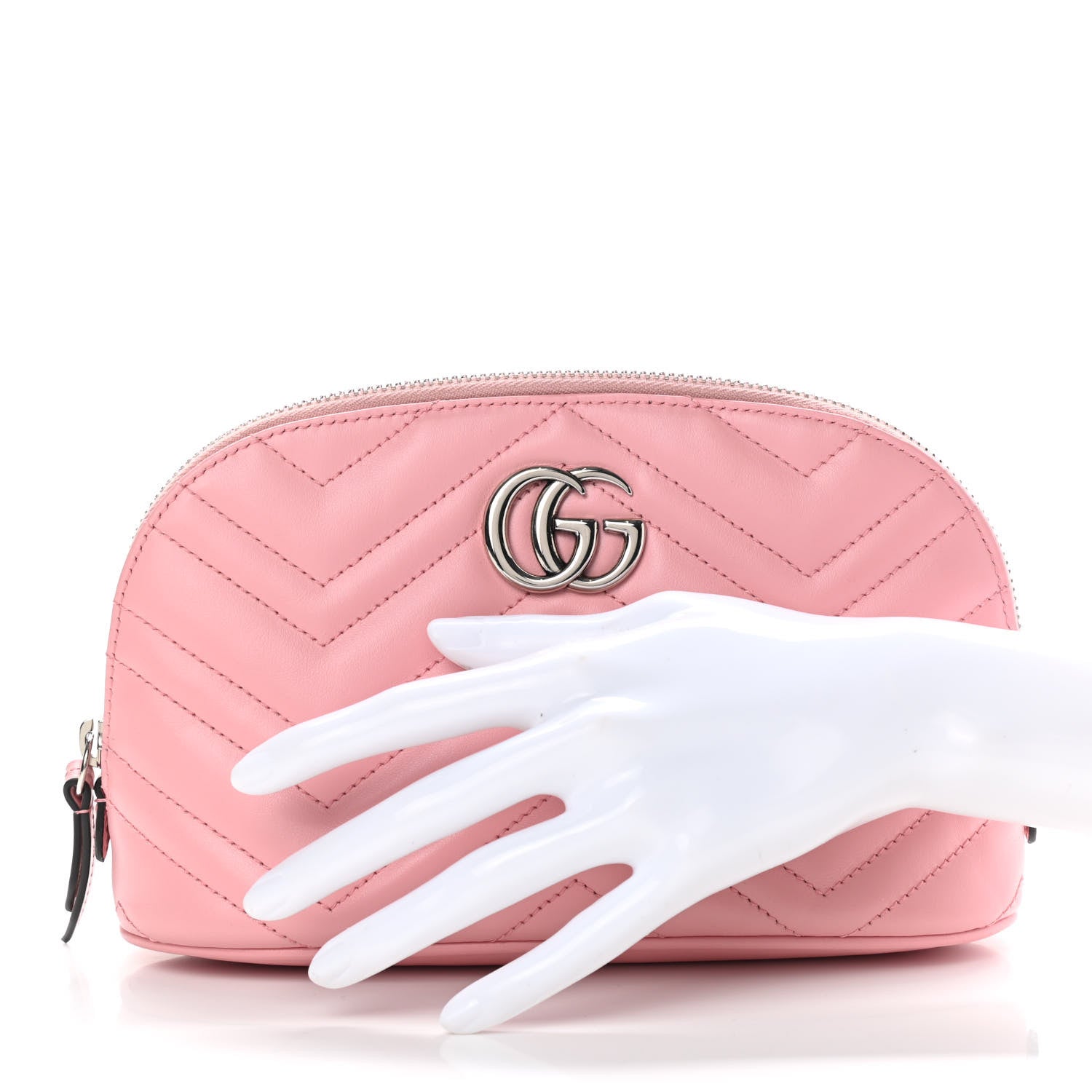 Gucci Calfskin Matelasse Large GG Marmont Pouch Cosmetic Case Wild Rose 2 of 9