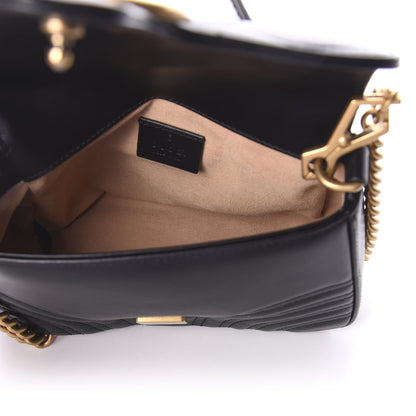 Gucci Calfskin Matelasse Mini GG Marmont Top Handle Shoulder Bag Black 6 of 9