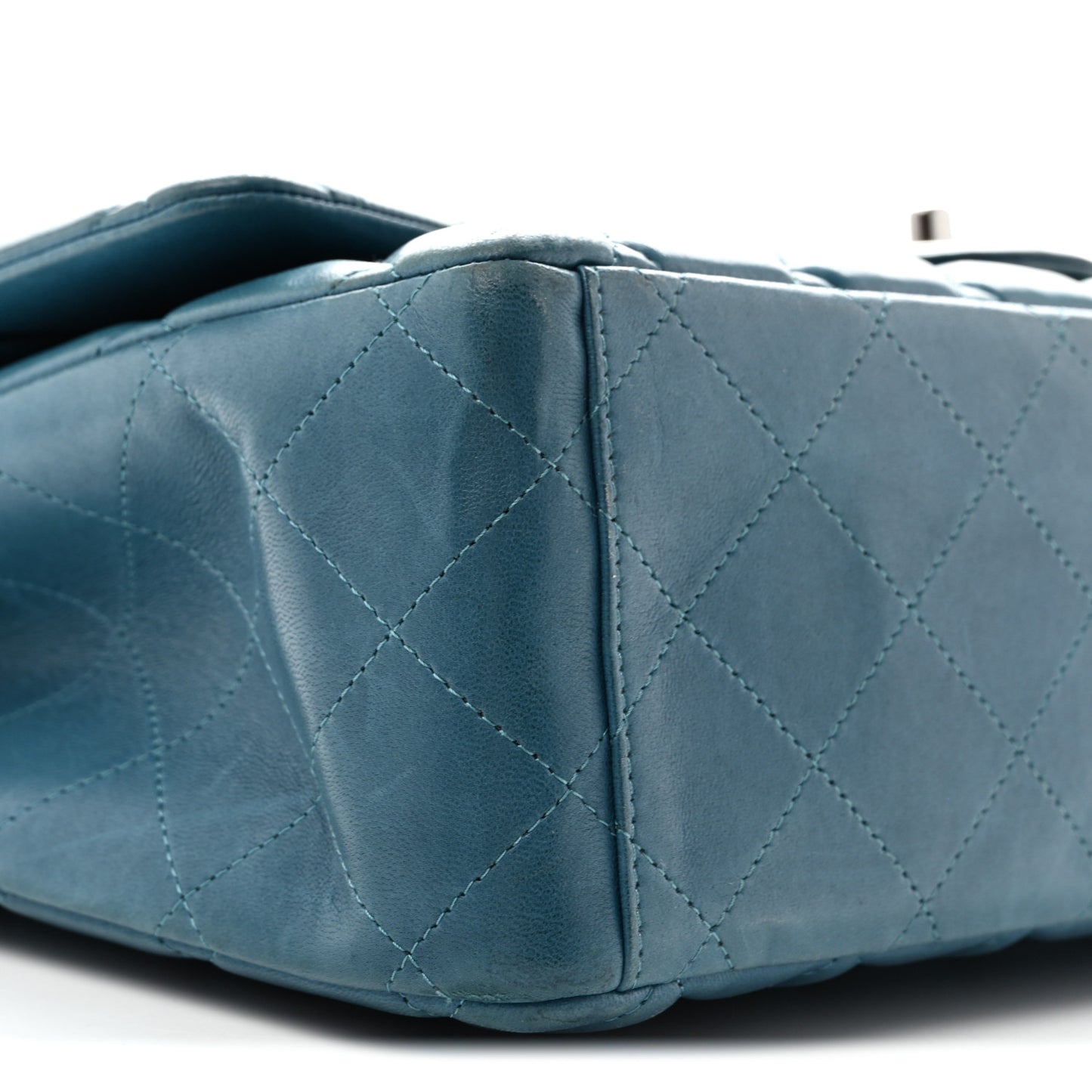 Lambskin Quilted Maxi Double Flap Turquoise