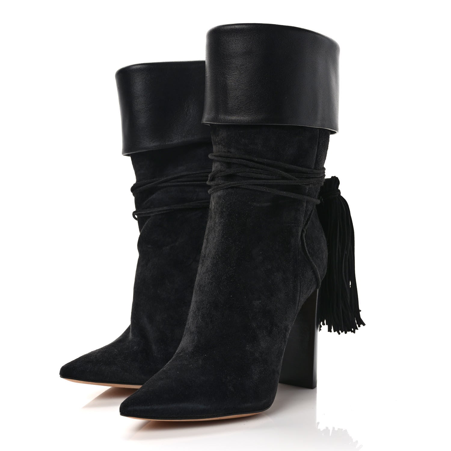 Saint Laurent Calfskin Suede Tanger Tassel Boot 35 Black 3 of 7