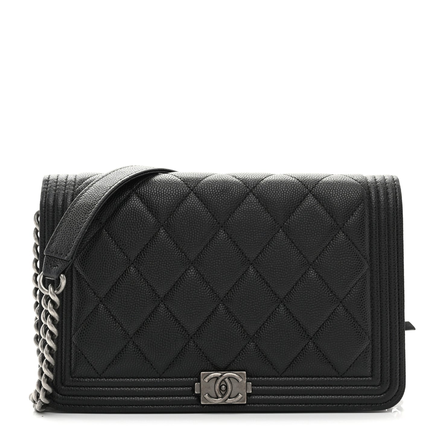 Caviar Quilted Boy Wallet On Chain WOC Black