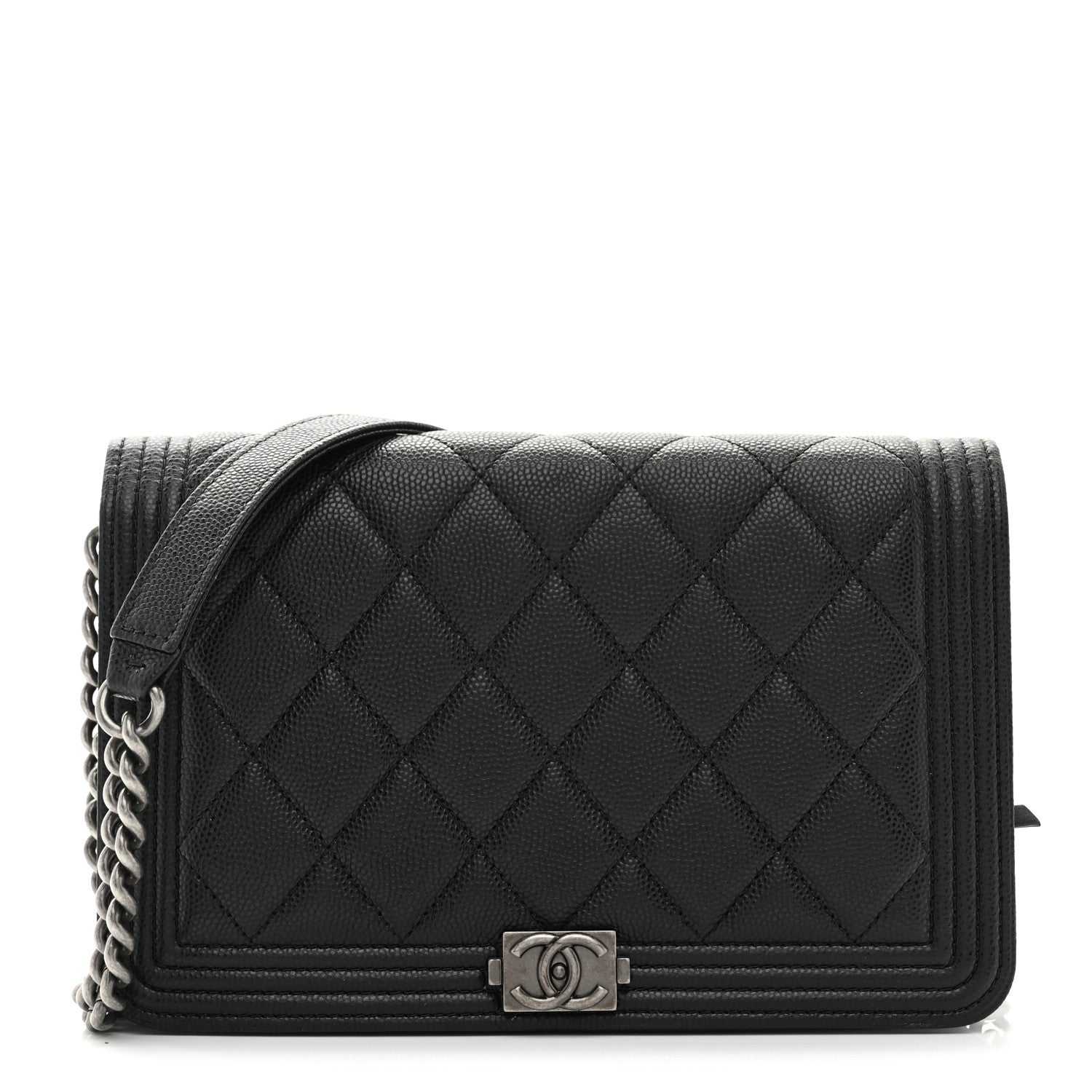 Chanel Caviar Quilted Boy Wallet On Chain WOC Black 1 of 11