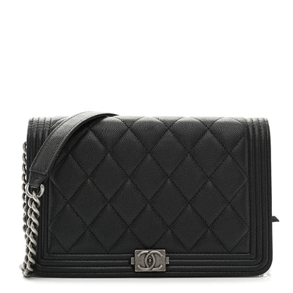 Chanel Caviar Quilted Boy Wallet On Chain WOC Black 1 of 11