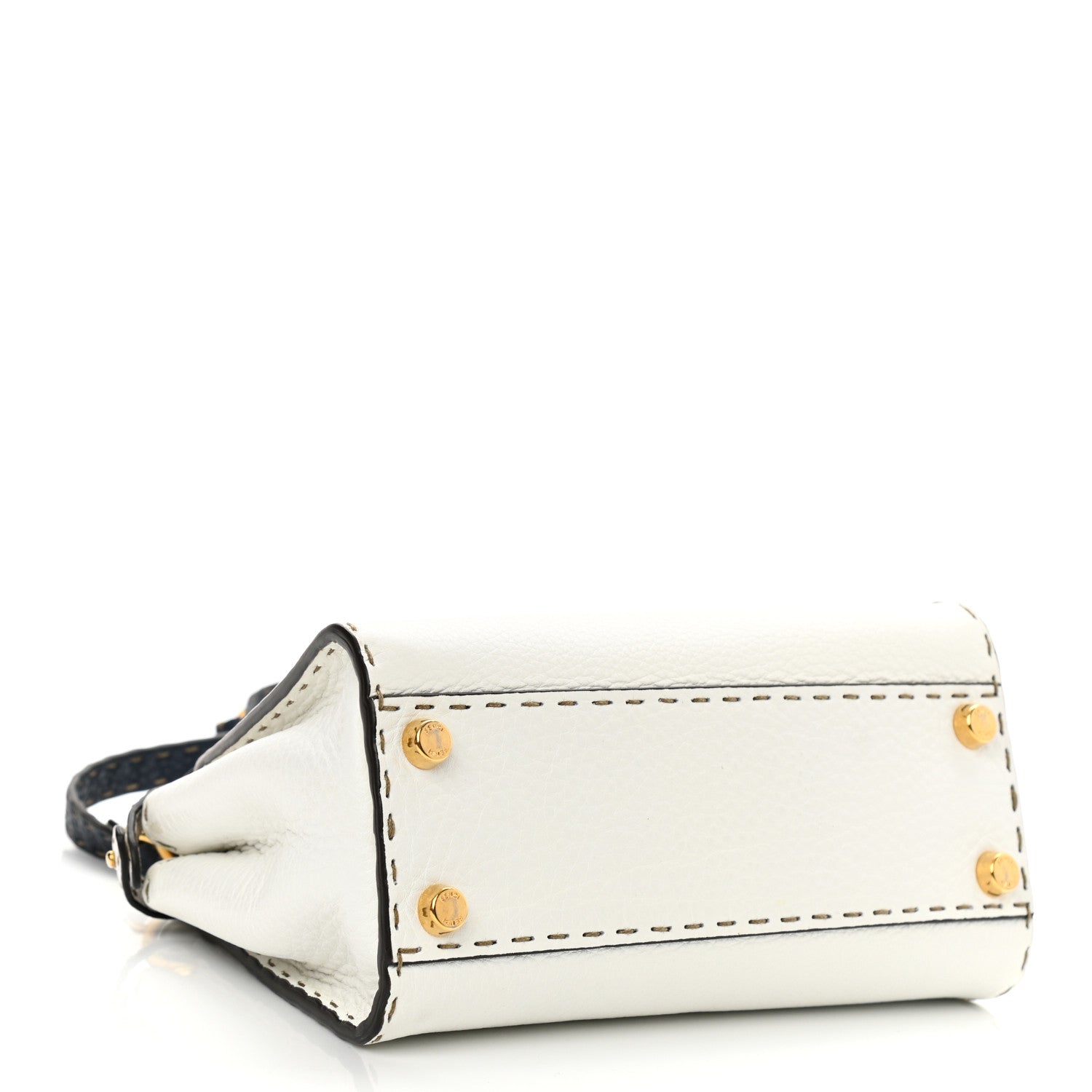 Fendi Cuoio Romano Selleria Tri-color Mini Peekaboo Iconic Satchel White Indaco Saddler 4 of 12