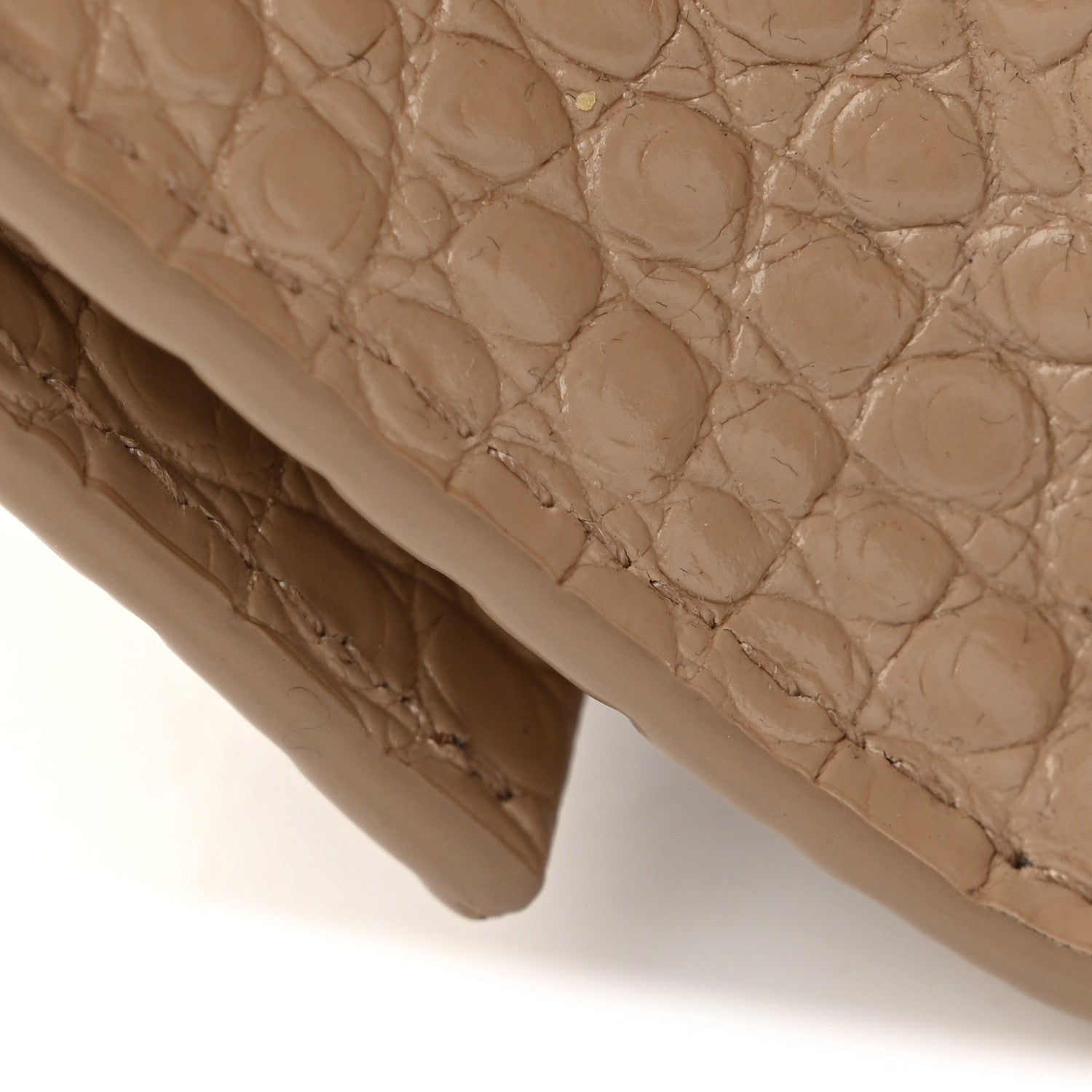 Saint Laurent Calfskin Crocodile Embossed Small Classic Monogram Kate Tassel Satchel Beige 10 of 11
