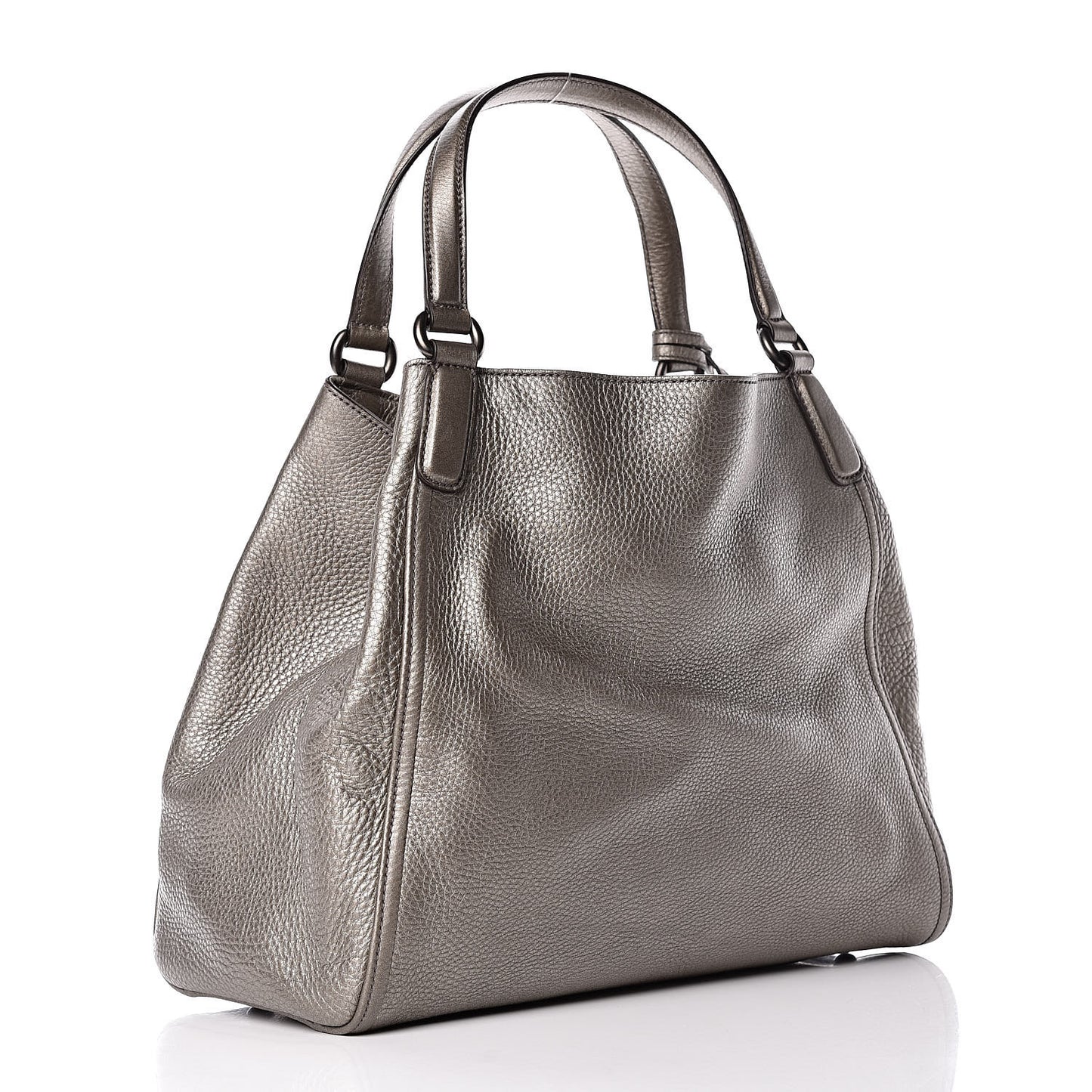 Metallic Pebbled Calfskin Medium Soho Shoulder Bag Sasso