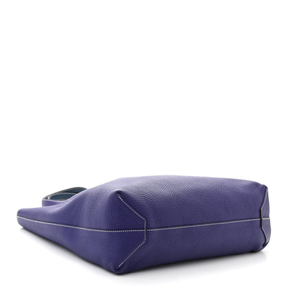 Hermes Taurillon Clemence Double Sens 36 Reversible Tote Iris Bleu De Malte 7 of 17