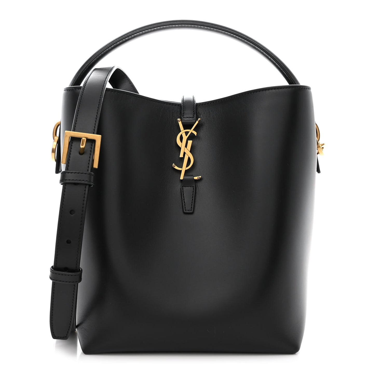 Shiny Calfskin Le 37 Bucket Bag Black