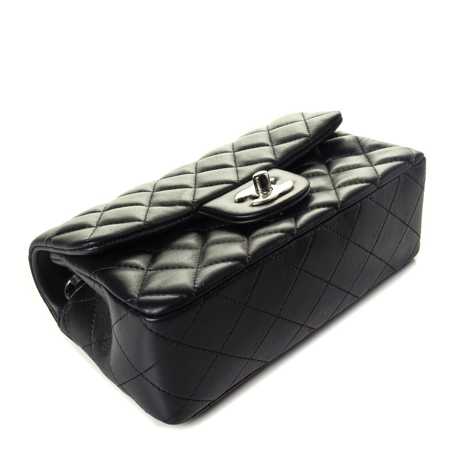 Lambskin Quilted Mini Rectangular Flap Black