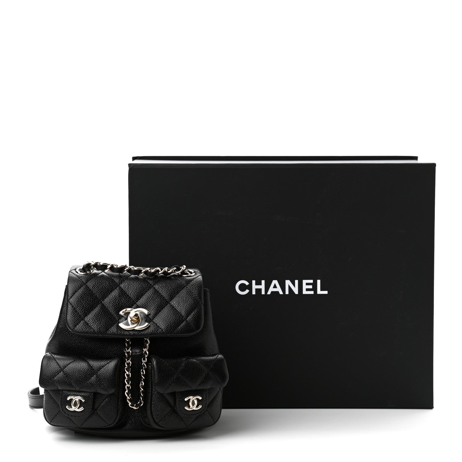 Chanel Shiny Caviar Quilted Small Duma Pockets Drawstring Backpack Black 11 of 11