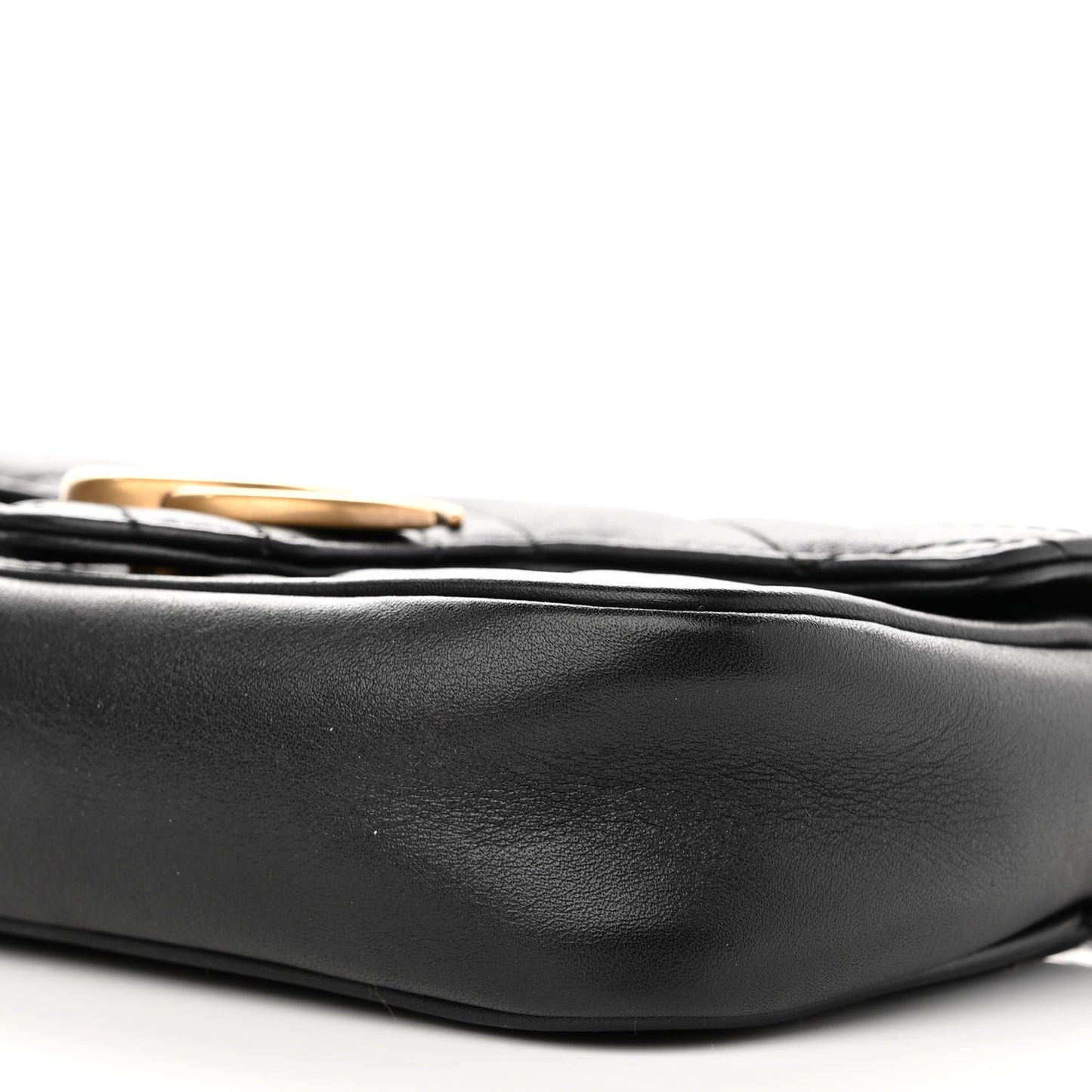 Calfskin Matelasse Super Mini GG Marmont Shoulder Bag Black