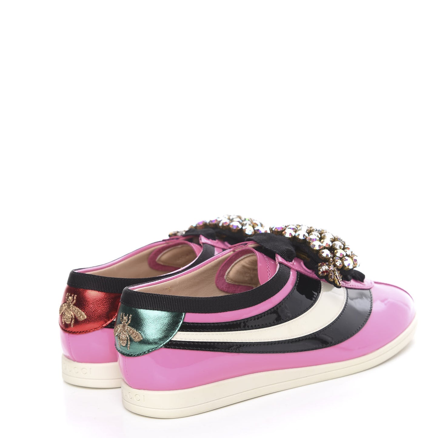 Patent Calfskin Crystal Womens Web Falacer Sneakers 36 Pink
