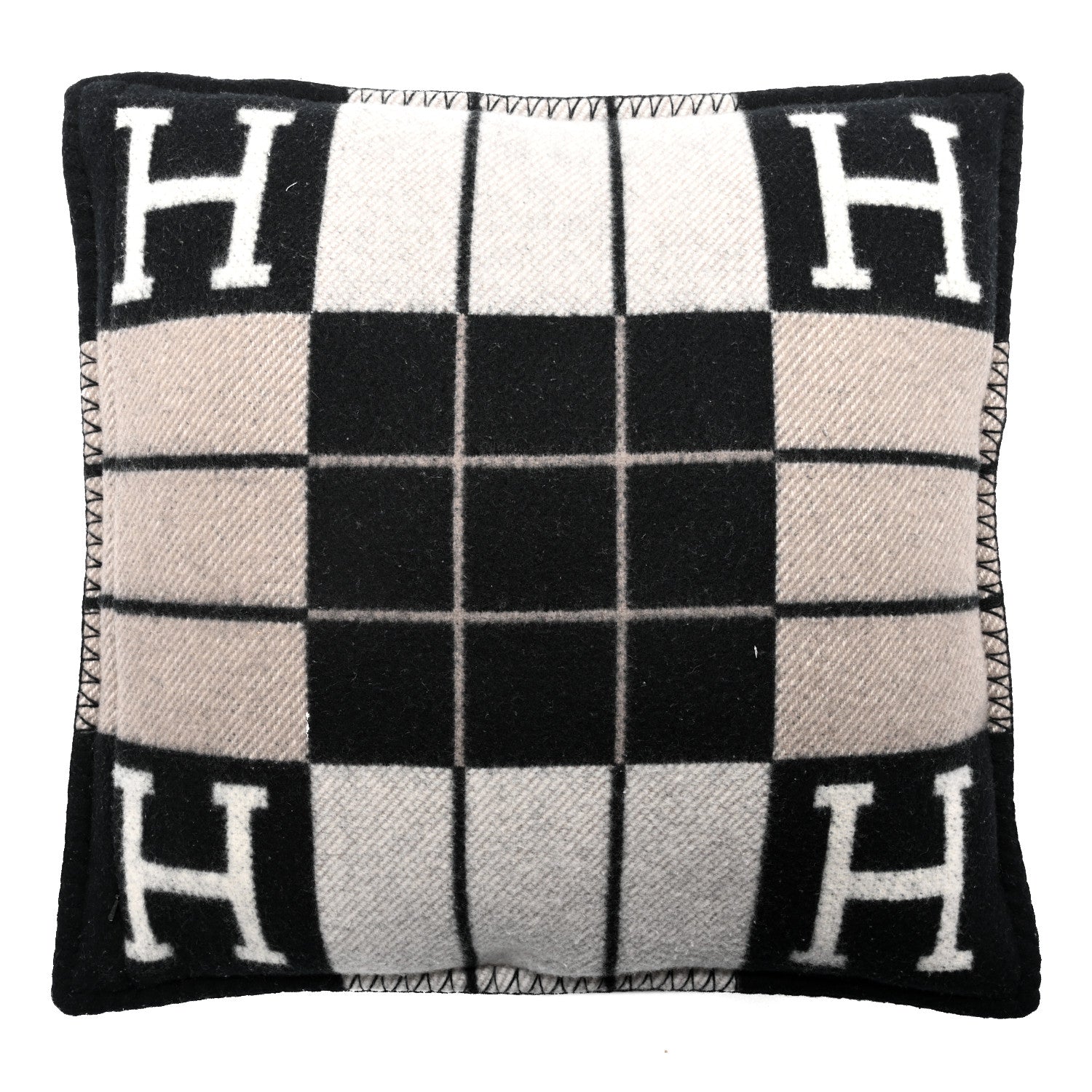 Hermes Wool Cashmere Avalon III Pillow PM Ecru Black 1 of 3