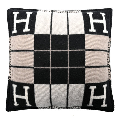 Hermes Wool Cashmere Avalon III Pillow PM Ecru Black 1 of 3