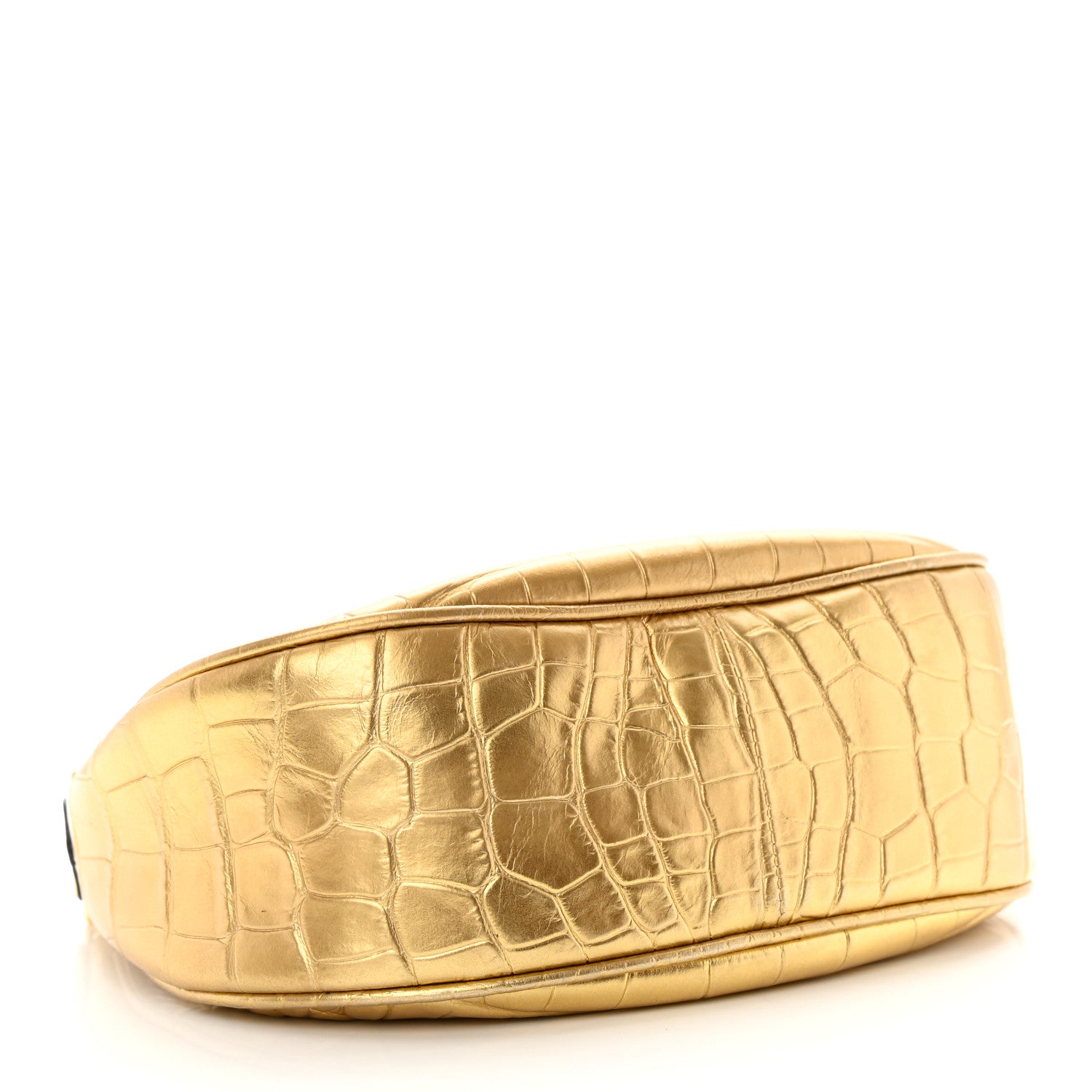 Tom Ford Metallic Calfskin Crocodile Embossed Mini Bianca Hobo Gold 5 of 15