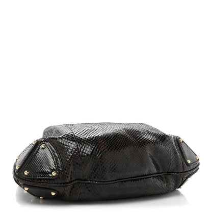 Gucci Snakeskin Medium Indy Top Handle Hobo Brown 4 of 9