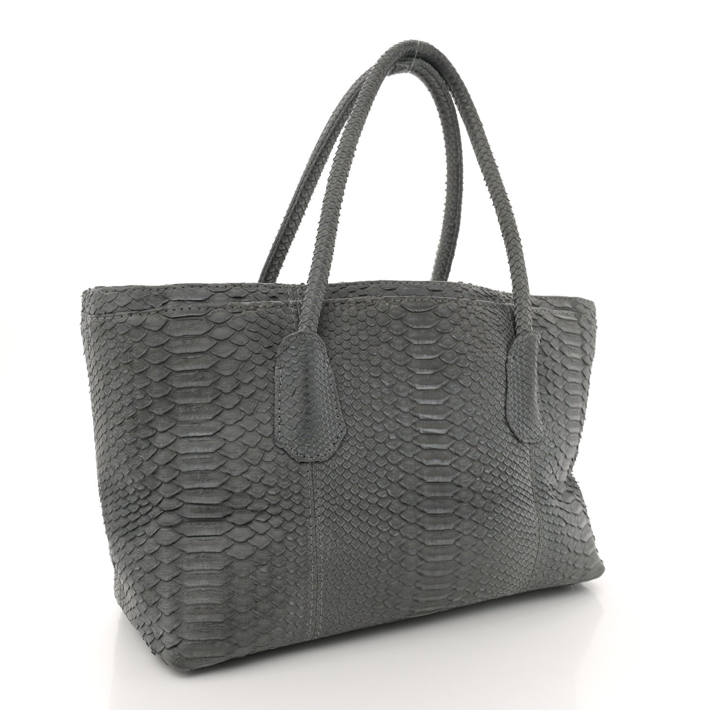 Snakeskin Executive Cerf Shopper Tote Grey