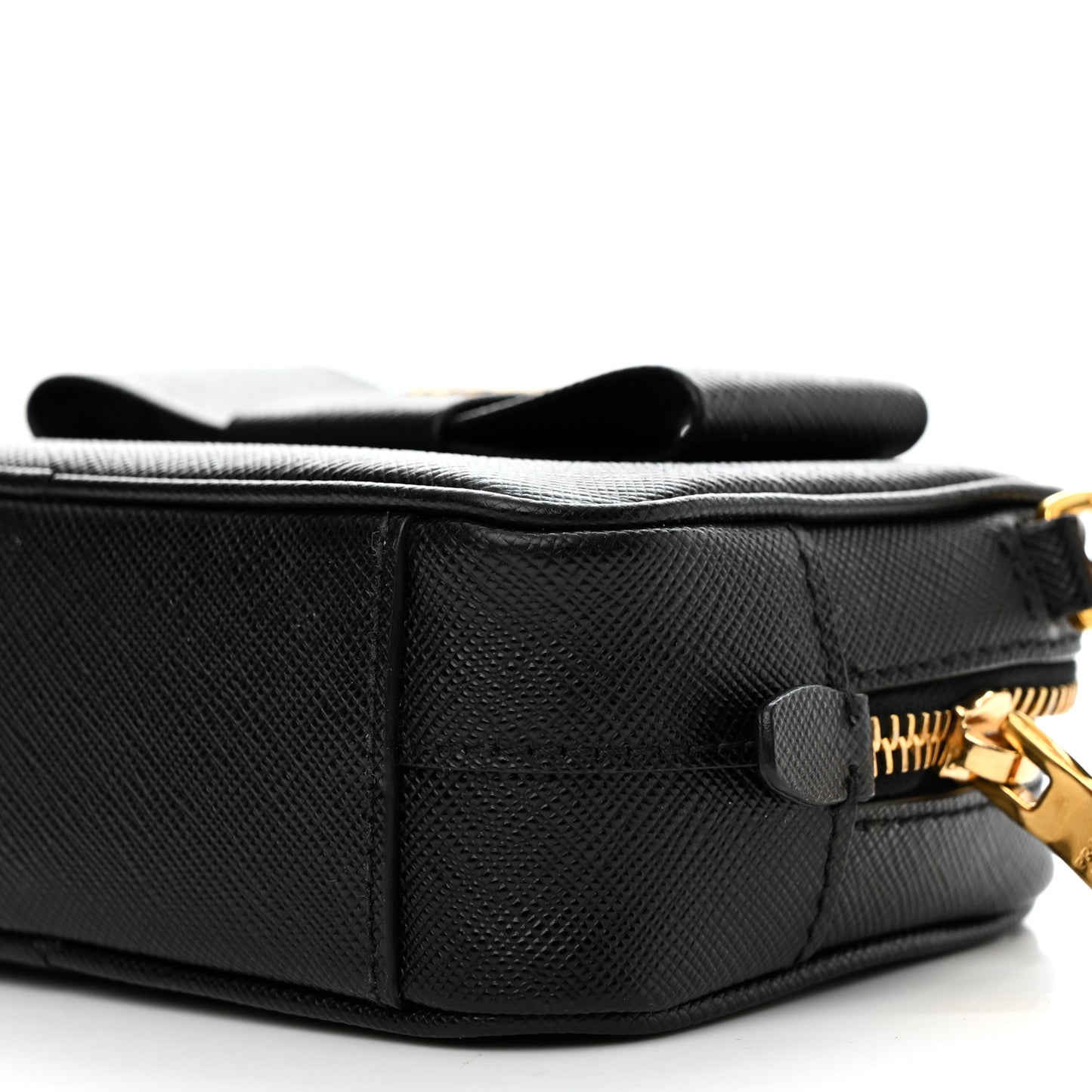 Saffiano Fiocco Bow Camera Crossbody Bag Black