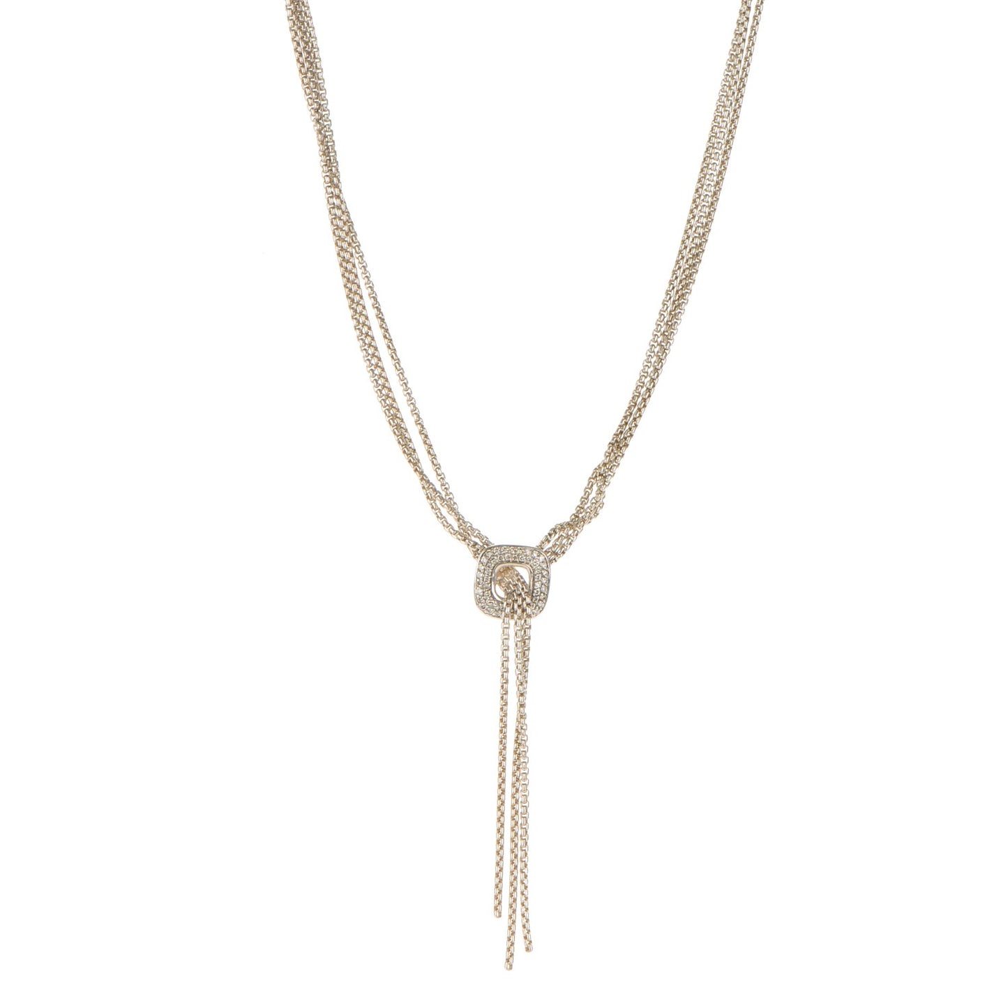 Sterling Silver Diamond 14mm Waterfall Lariat Necklace
