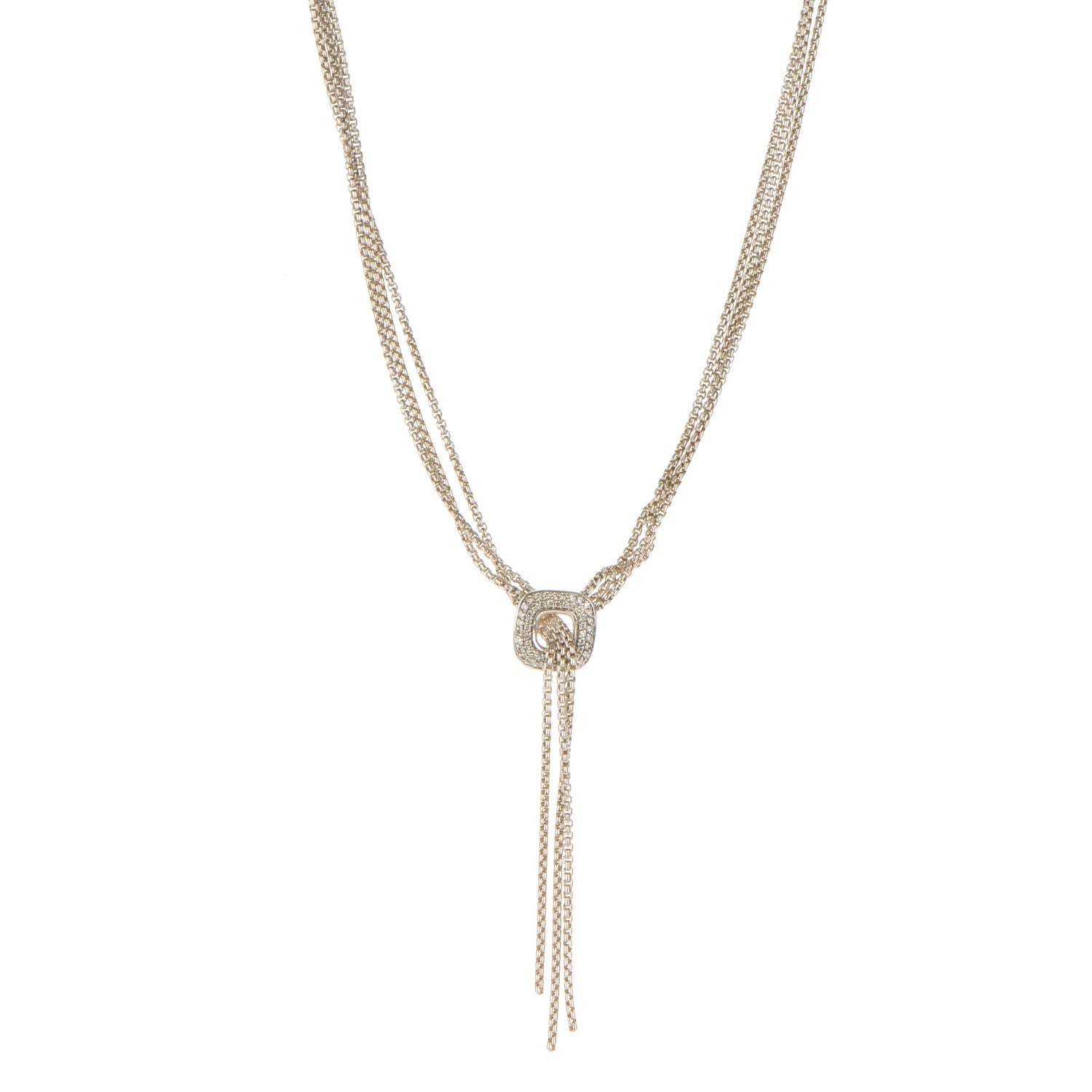 David Yurman Sterling Silver Diamond 14mm Waterfall Lariat Necklace 1 of 4