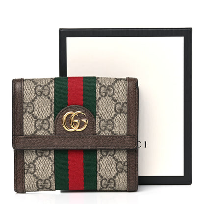 Gucci GG Supreme Monogram Web Ophidia French Flap Wallet Beige New Acero 14 of 14