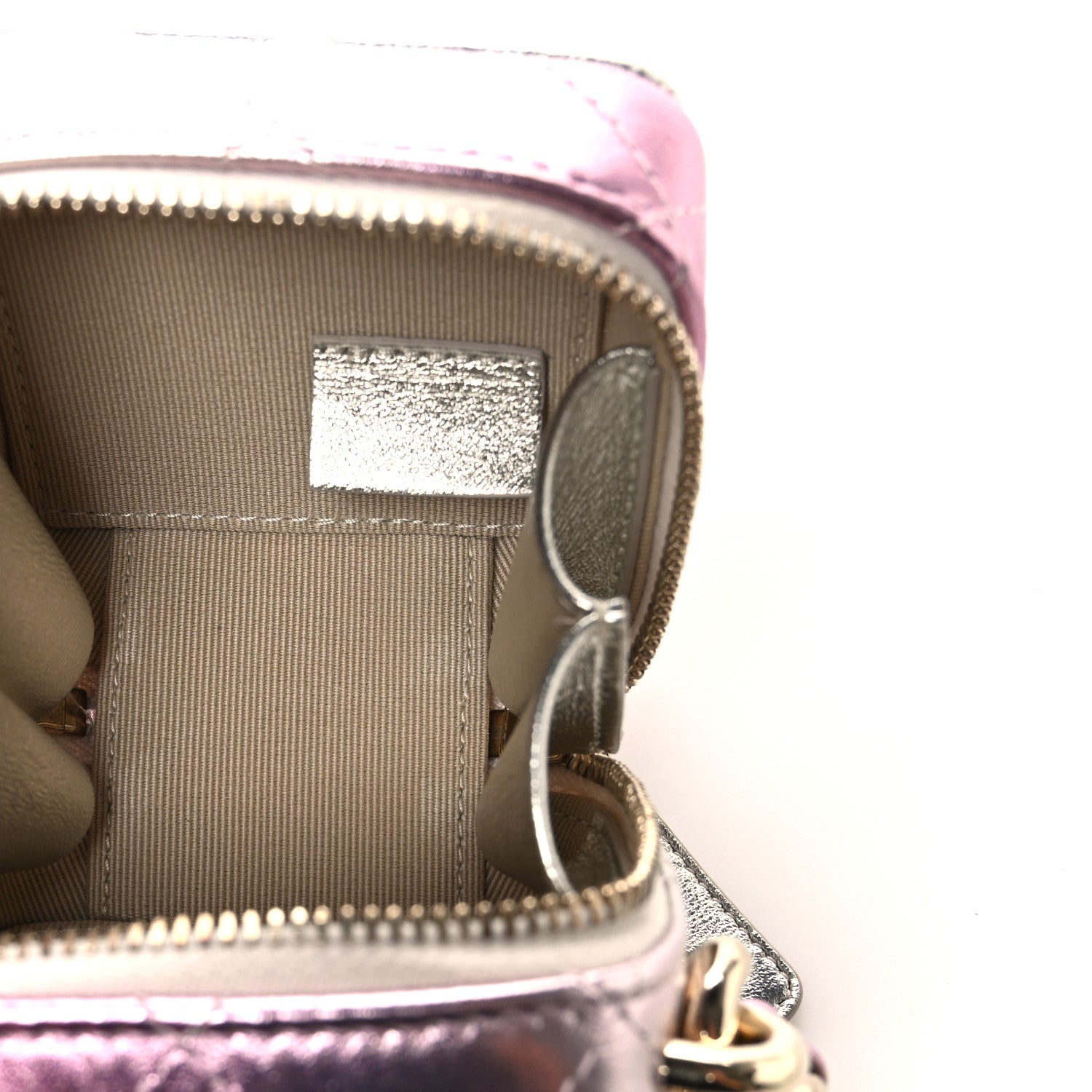 Chanel Gradient Metallic Lambskin Quilted Like A Wallet Clutch With Chain Gold Pink 5 of 10