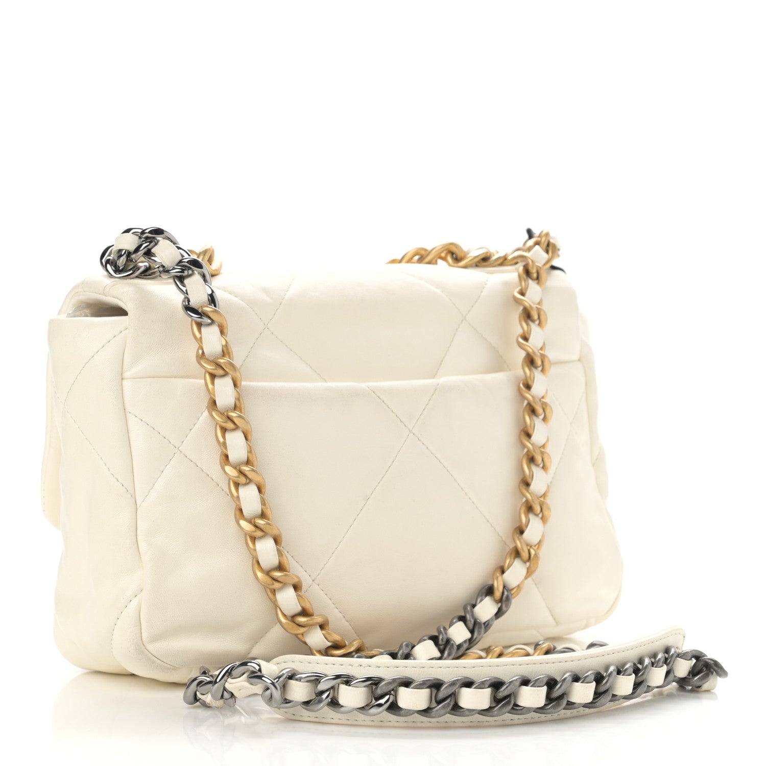 Chanel Lambskin Quilted Medium Chanel 19 Flap White 3 of 12