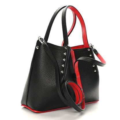 Christian Louboutin Calfskin Spiked Mini Cabarock Shopper Tote Black 3 of 8