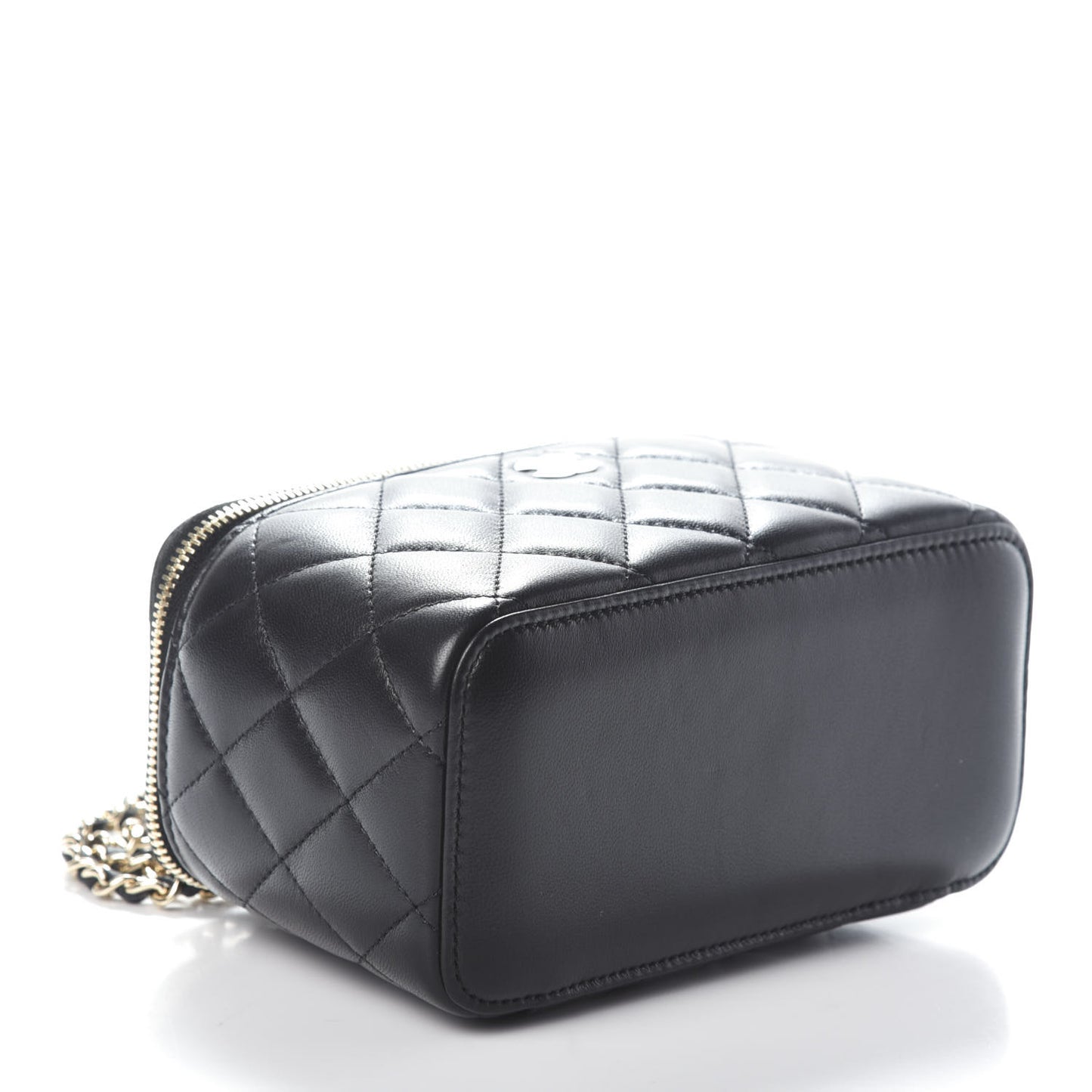 Lambskin Quilted Small Vanity Case With Chain Black