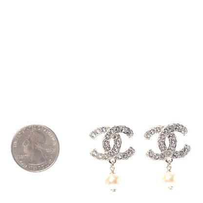 Chanel Crystal Pearl CC Drop Earrings Gold 2 of 4