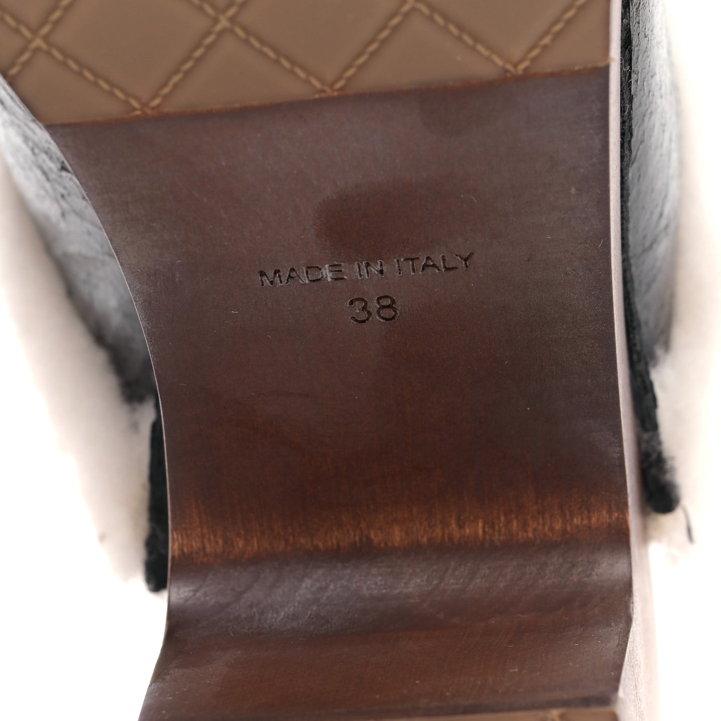 Crackled Sheepskin CC Mules 38 Black