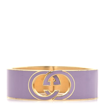 Gucci Metal Enamel Interlocking G Cuff Bracelet S Purple 1 of 4