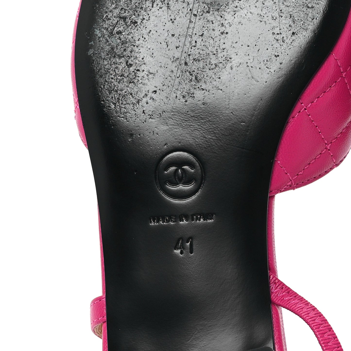 Lambskin Patent Cap Toe CC Slingback Flats 41 Pink Black