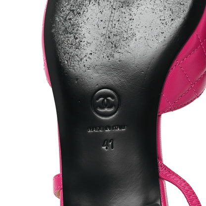 Chanel Lambskin Patent Cap Toe CC Slingback Flats 41 Pink Black 7 of 9