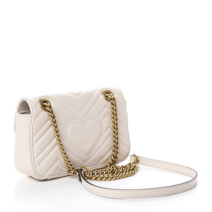 Gucci Calfskin Matelasse Mini GG Marmont Shoulder Bag White 3 of 8