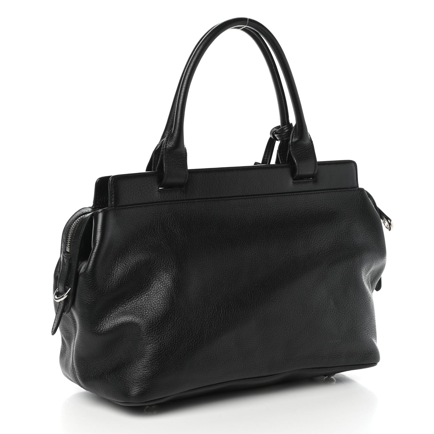 Soft Grain Calfskin Satchel Black