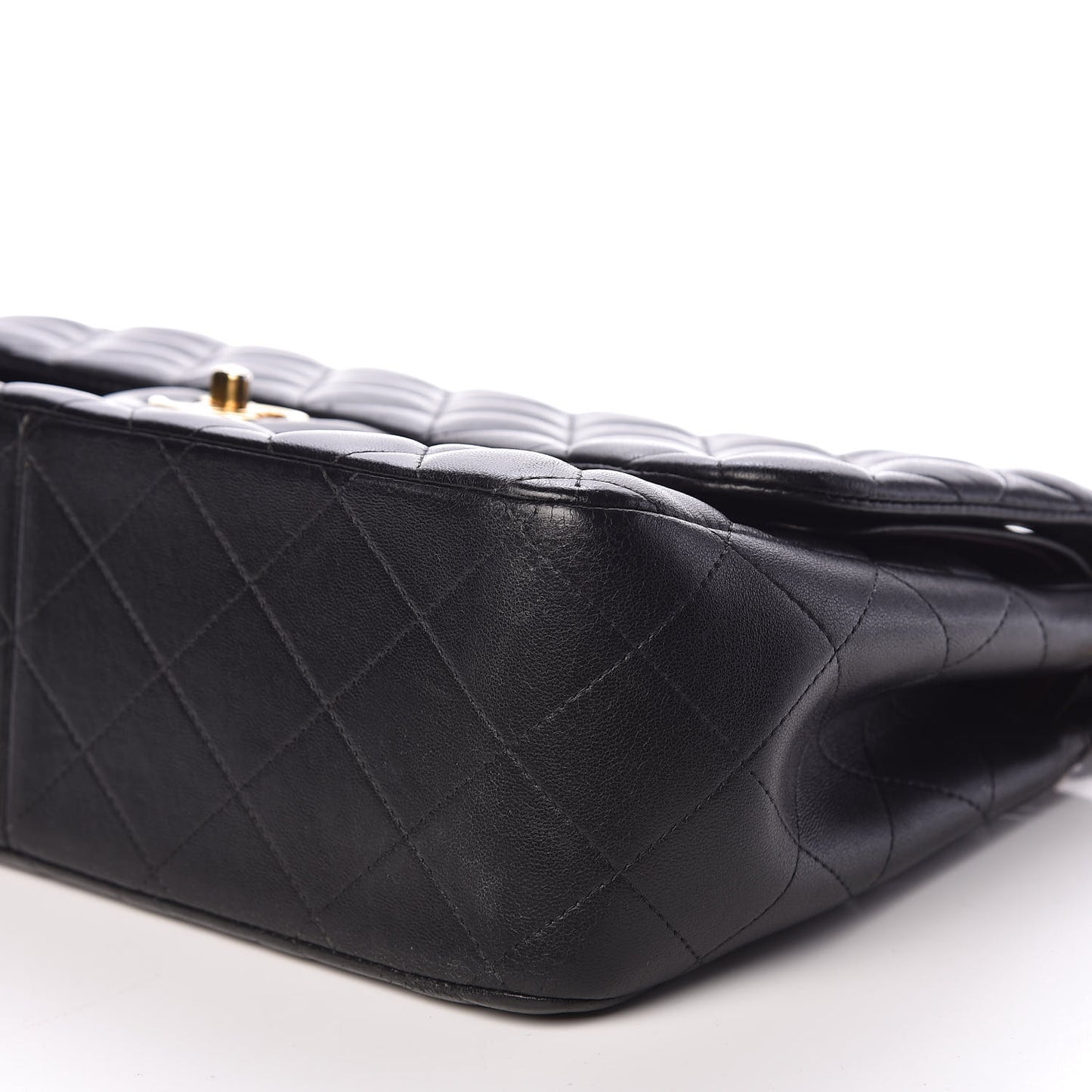 Lambskin Quilted Jumbo Double Flap Black