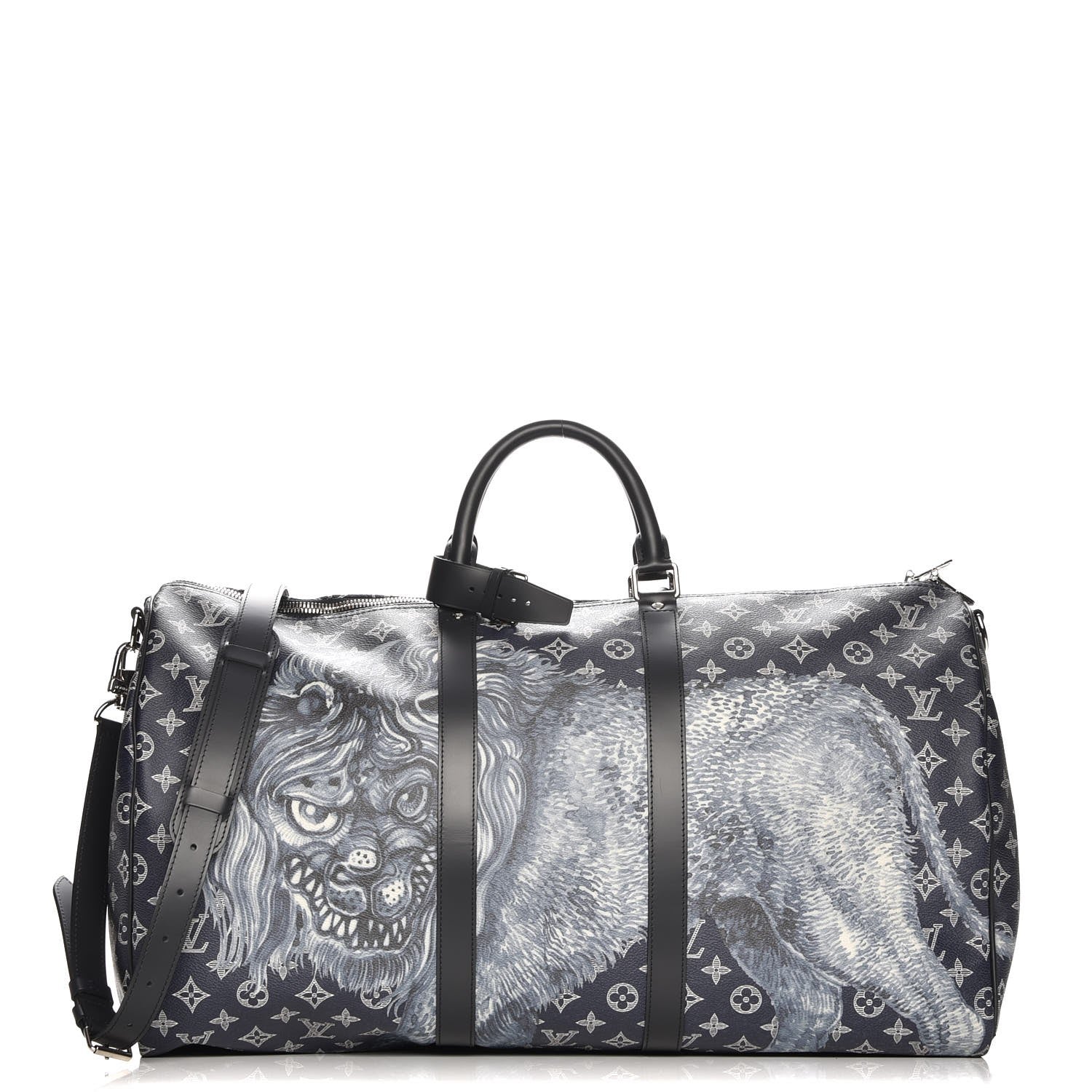 Louis Vuitton Savane Monogram Lion Chapman Keepall Bandouliere 55 Encre 1 of 10