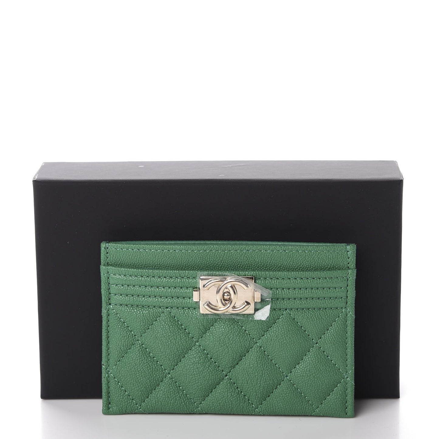 Caviar Quilted Boy Card Holder Green