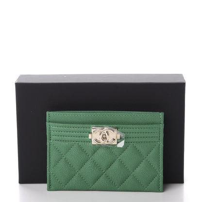 Chanel Caviar Quilted Boy Card Holder Green 10 of 10