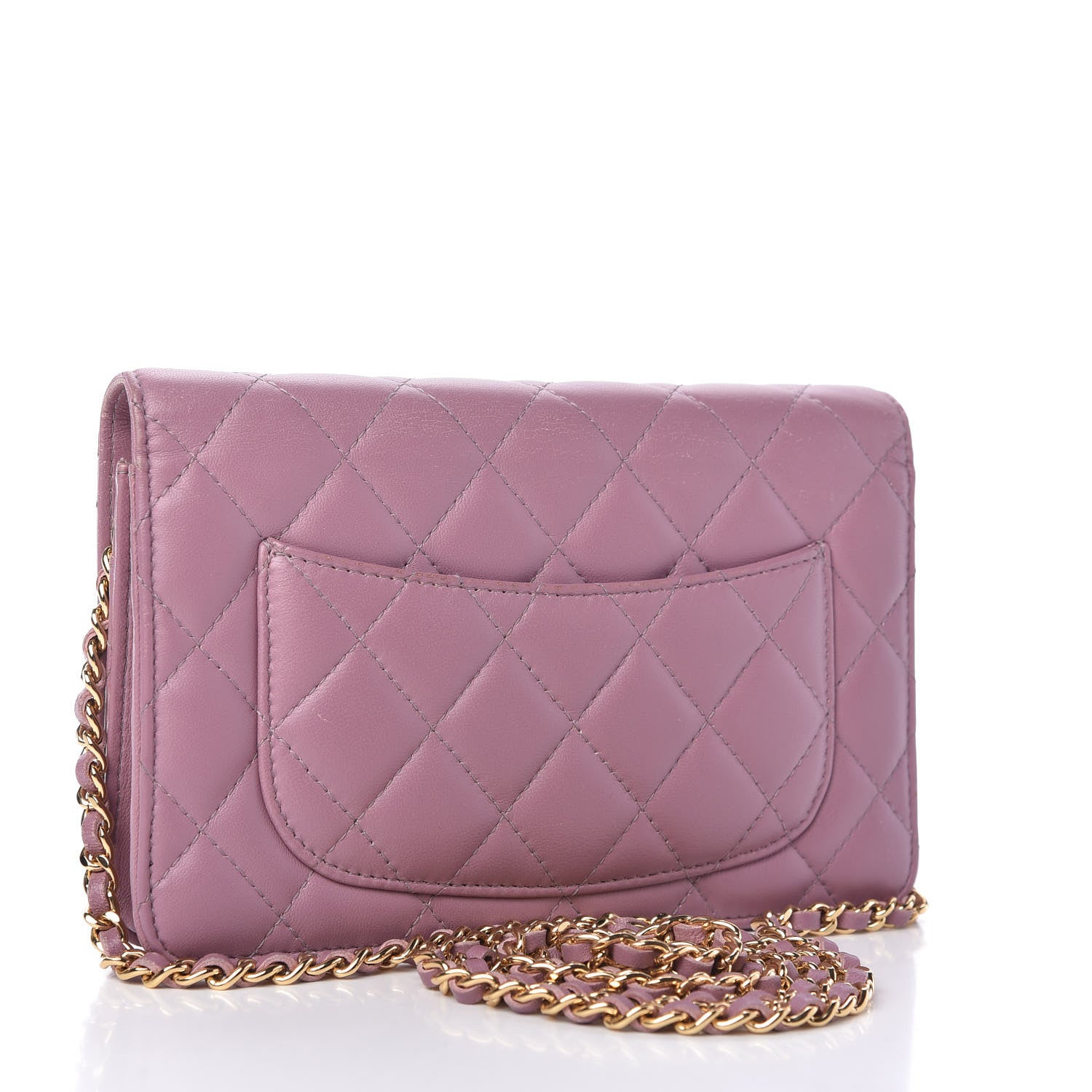Chanel Lambskin Quilted Wallet On Chain WOC Light Purple 3 of 11