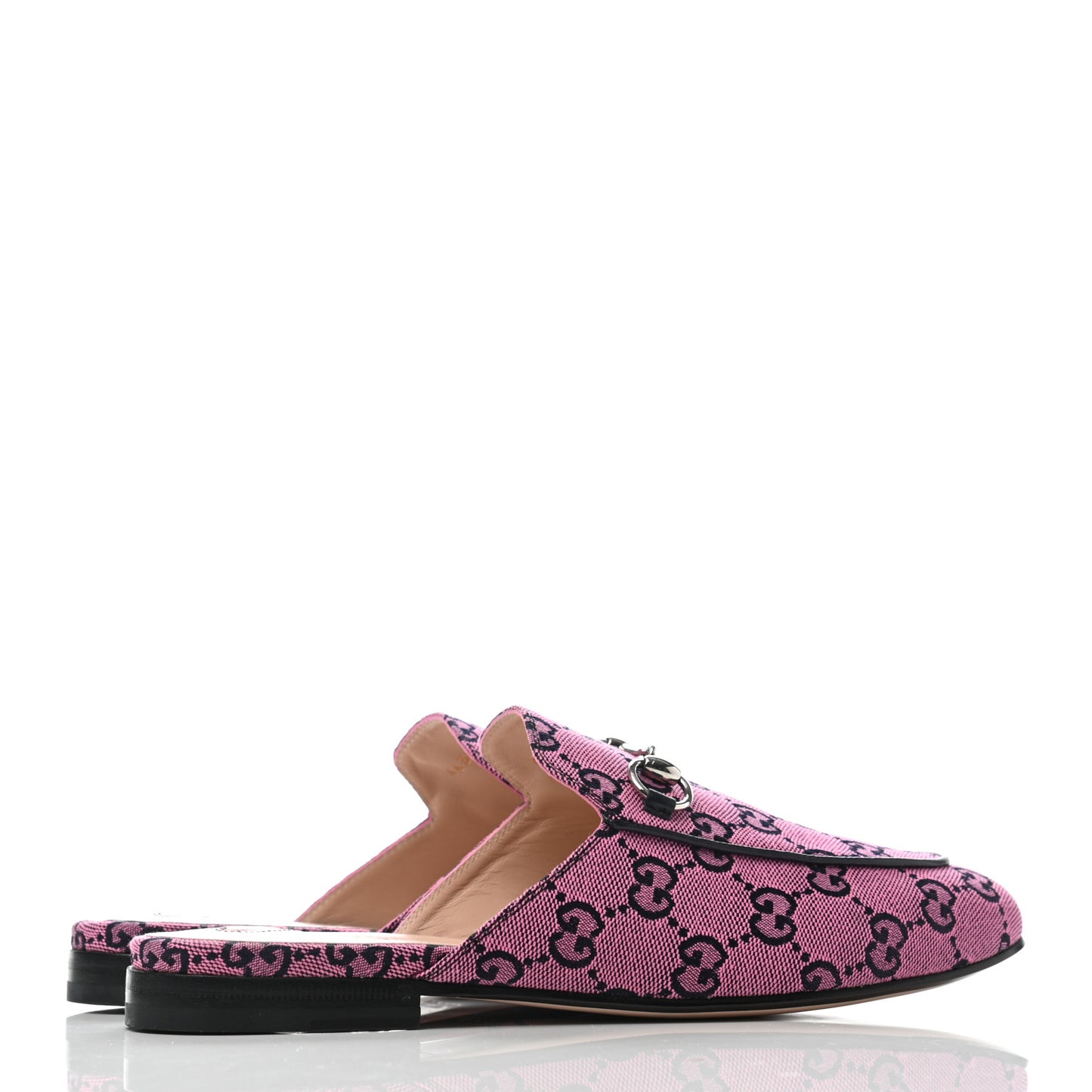 Canvas GG Monogram Horsebit Womens Princetown Slippers 37.5 Pink Blue