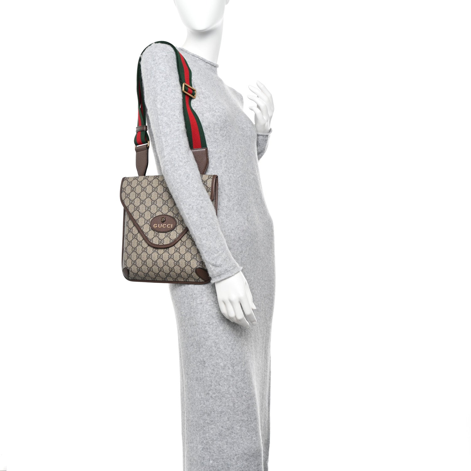 Gucci GG Supreme Monogram Web Medium Neo Vintage Flap Messenger Bag Beige New Acero 2 of 11