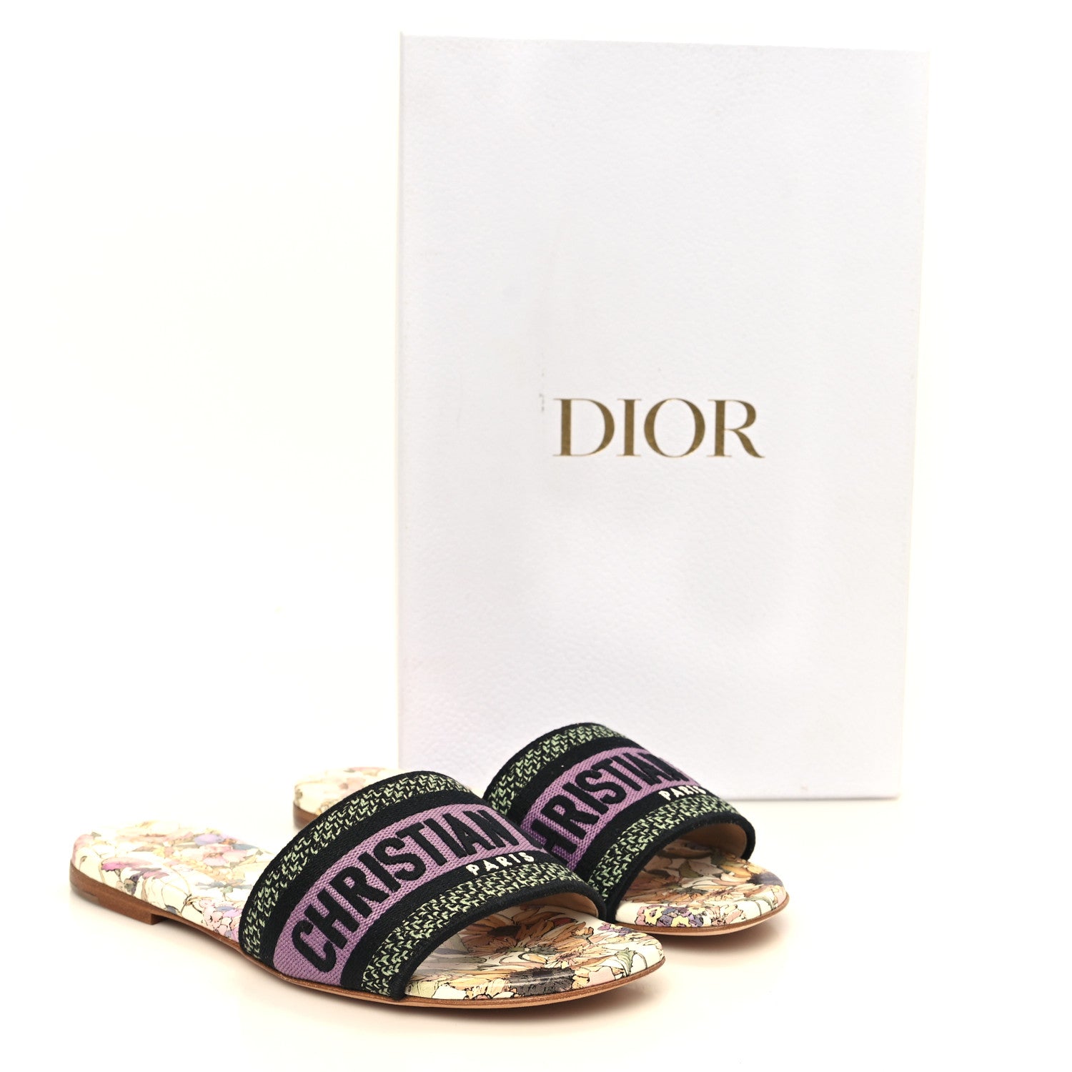 Christian Dior Canvas Embroidered 4 Saisons Dway Flat Slide Sandals 35.5 Lilac 10 of 10