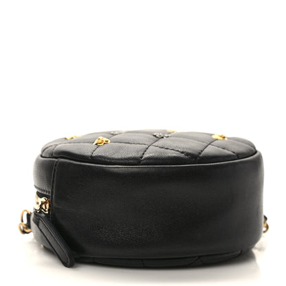 Chanel Lambskin Quilted Studded Round Clutch With Chain Black 4 of 9