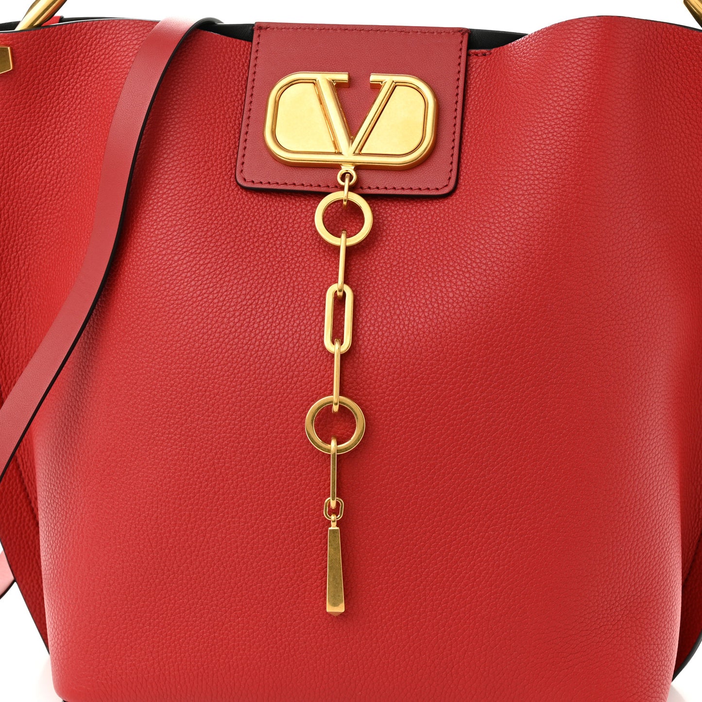 Grainy Calfskin VLogo Escape Hobo Bag Rosso Valentino