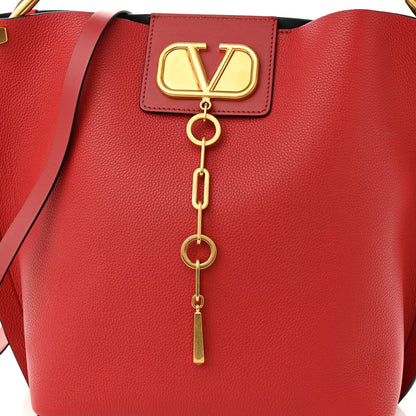 Valentino Garavani Grainy Calfskin VLogo Escape Hobo Bag Rosso Valentino 8 of 10