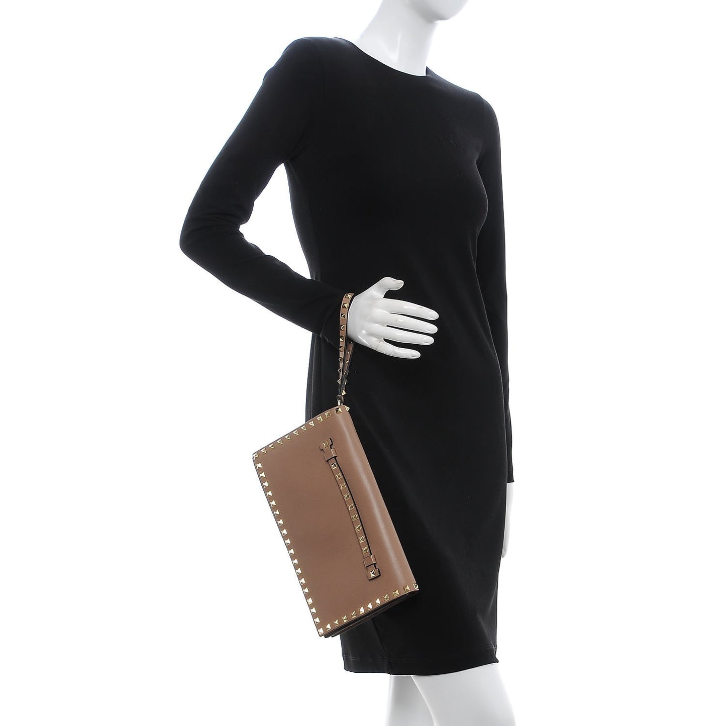 Nappa Rockstud Wristlet Clutch Alpaca