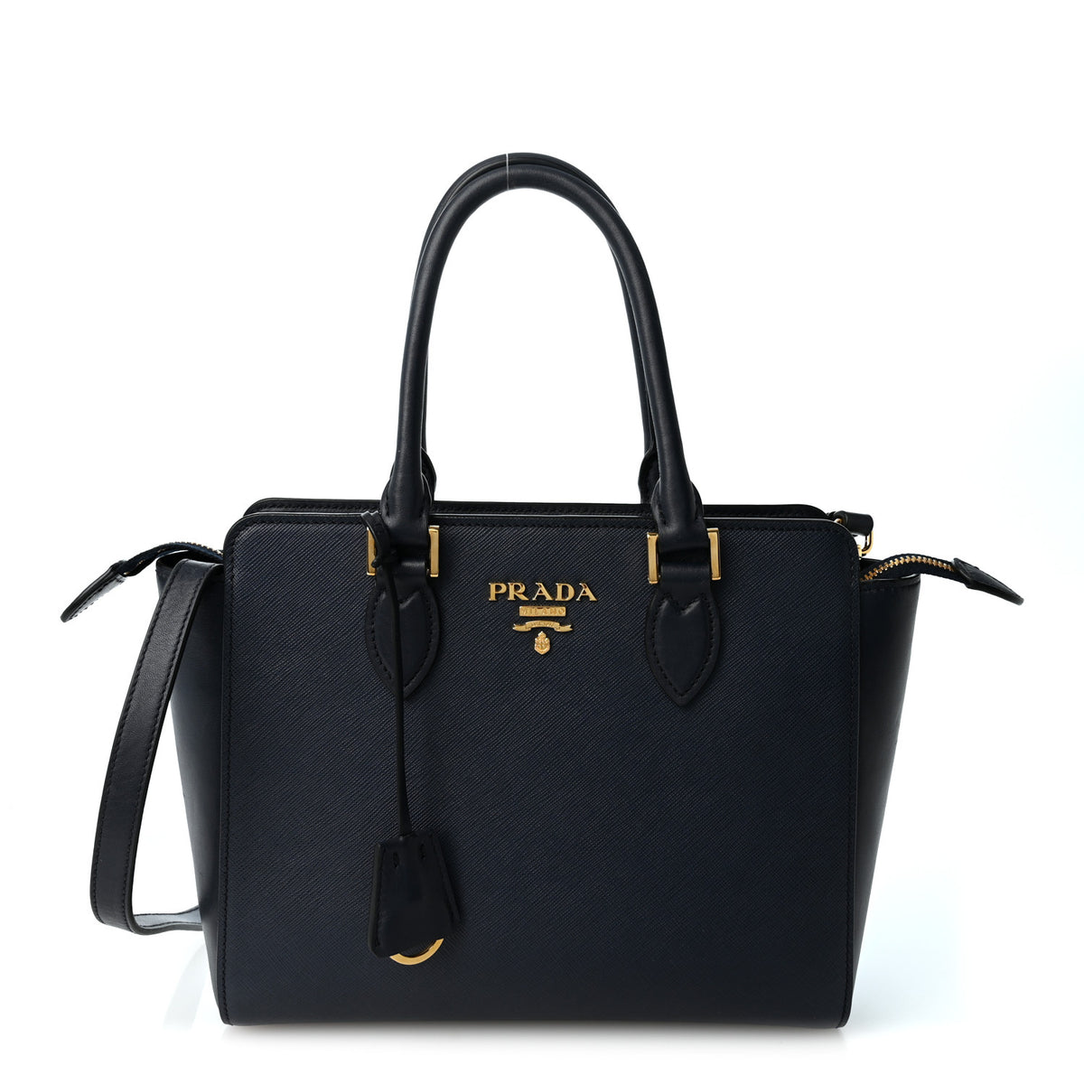 Prada Saffiano Soft Calfskin Small Zippered Tote Baltico 1 of 8
