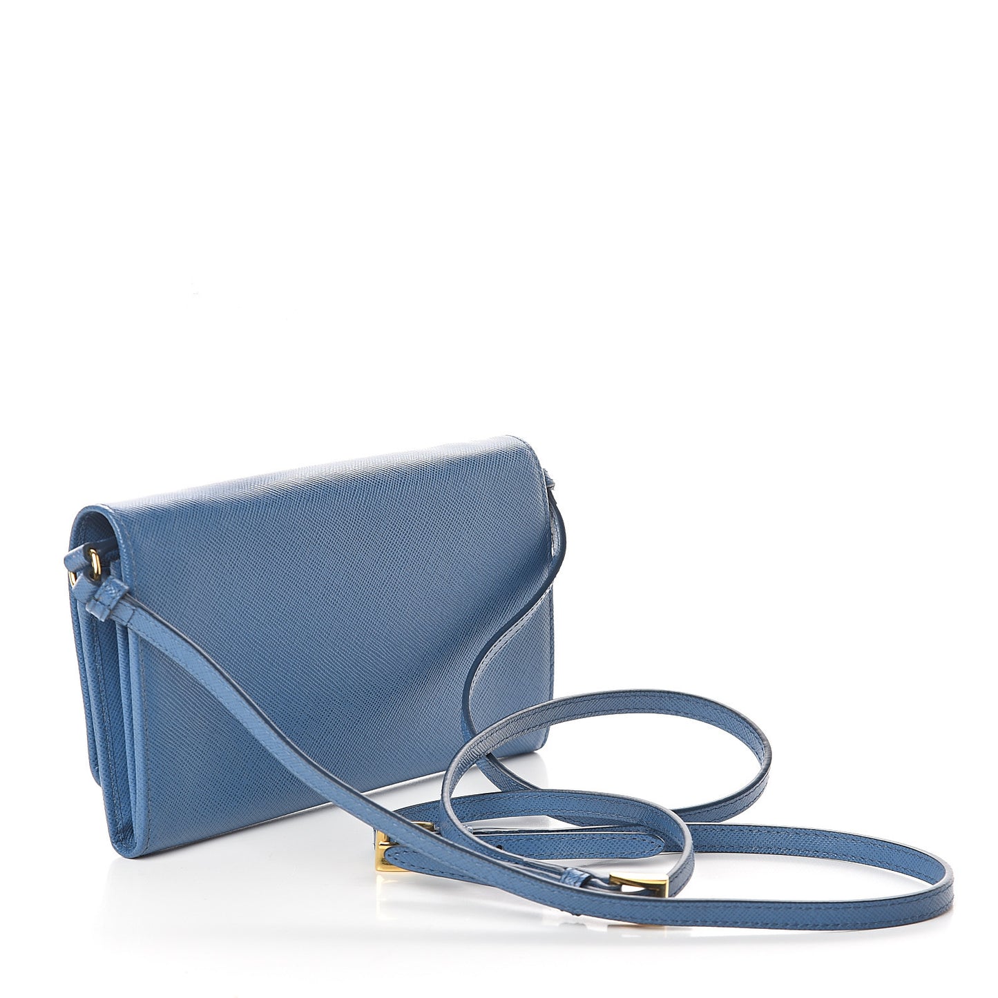 Saffiano Metal Mini Crossbody Wallet Cobalto